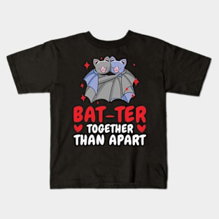 Valentine's Day Cuddling Cute Bats Couple Kids T-Shirt